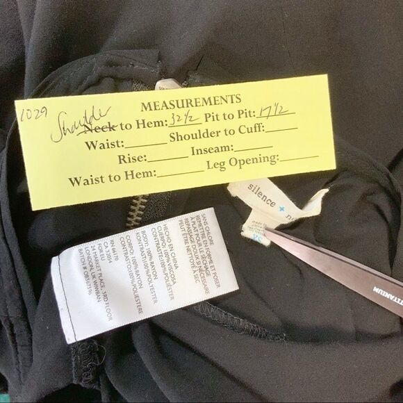 SILENCE & NOISE tunic pullover blouse raw edge black size XS - Picture 7 of 7